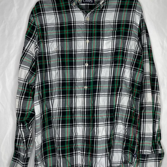 Chaps Green Black Red Plaid Long Sleeve Button Down Shirt Top M - Picture 7 of 7